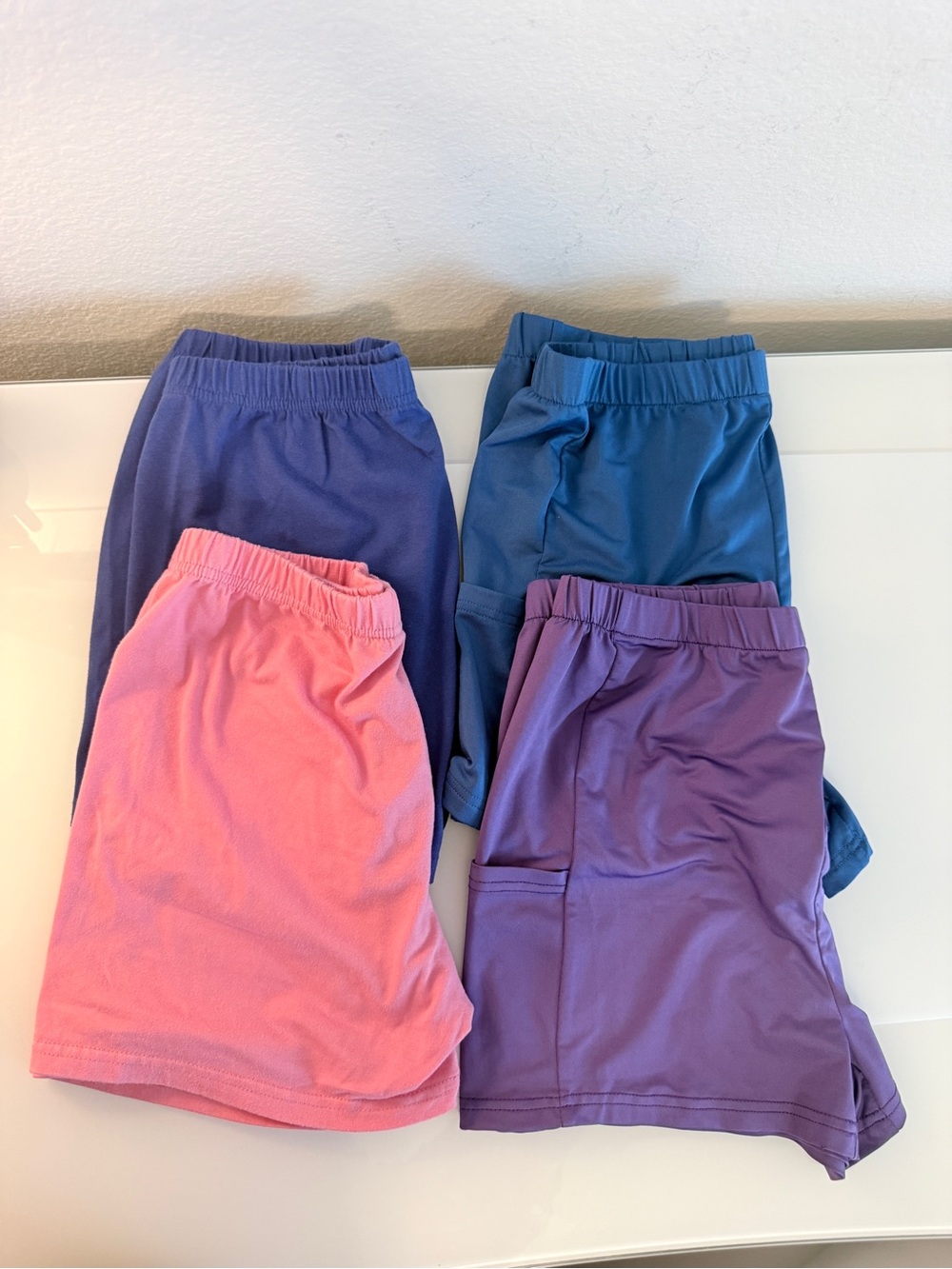 Women’s Comfort Bike Shorts in Pink, Purple & Blue Size Large Bundle of 4
